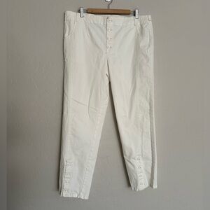 Sundance Off White High Rise Tapered Cropped Button Ankle Pants 16